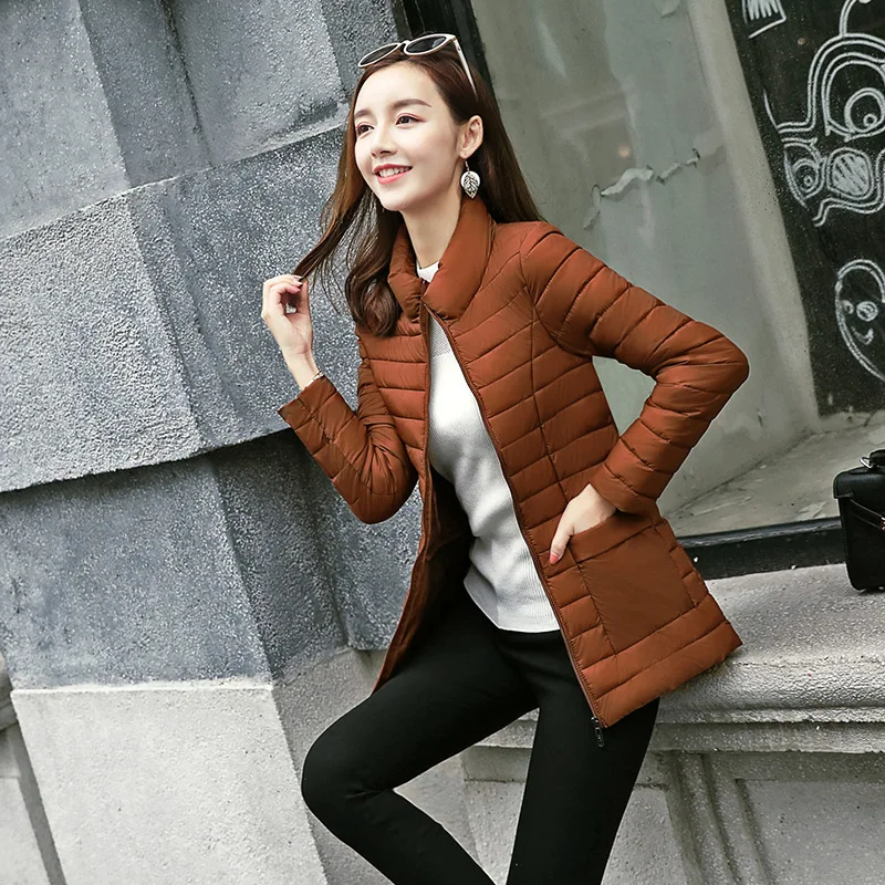 

2019 Autumn And Winter Thin down Jacket Cotton-padded Clothes Women's Short Slim Fit Stand Collar Small Cotton-Padded Jacket Sim