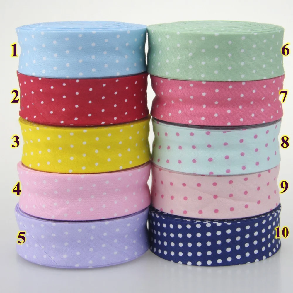Cotton Bias Tape 20mm(3/4") Width Grids Dots Printing Single Fold For Table Cloth Garment Quilt Craft Sewing