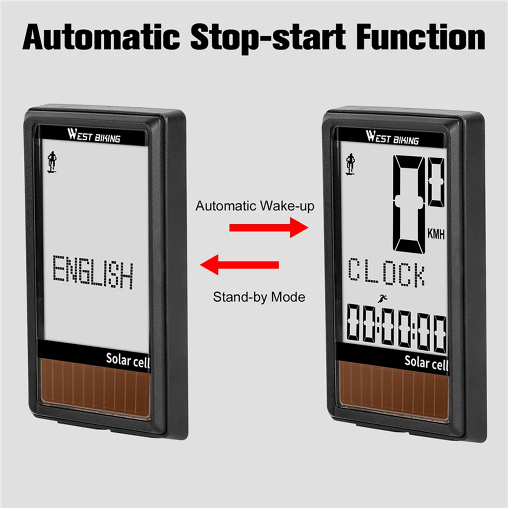 Solar Energy Cycle Stopwatch Bicycle Computer Odometer Backlight Clock Speedometer MTB Mountain Rode Bike Accessories