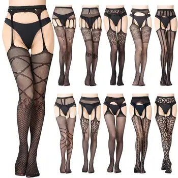 

Women Sexy Stockings Erotic See Through Tights Stockings Open Crotch Mesh Pantyhose Lace Suspender Pantyhose Medias De Mujer