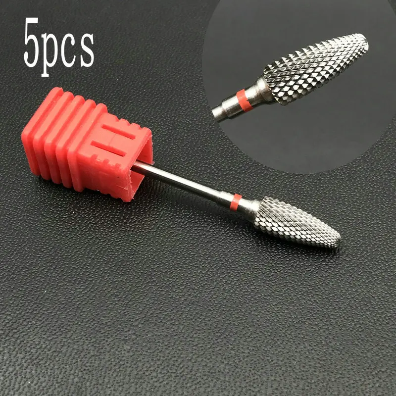 5pcs Tungsten Carbide Burs-Cross Cut - Fine - Carbide Nail Drill Bit&Dental Burs afbeelding