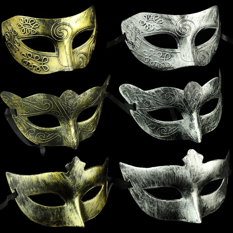 

Halloween Horror Ball Party Masks Retro Jazz Flat Head Mask Vintage Half Face Mask Decoration Men's