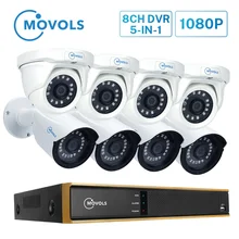 Movols 1080P 8CH DVR CCTV Kit 4 шт Bullet 4 шт купольная камера безопасности Система домашняя уличная водонепроницаемая система видеонаблюдения