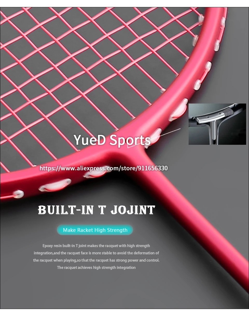 Description Picture 6 of itemTraining Heavy 100% Carbon Fiber Badminton Rackets G4 High Tension 34LBS Professional 120G 150G 180G 210G Attacking Racquet Bags