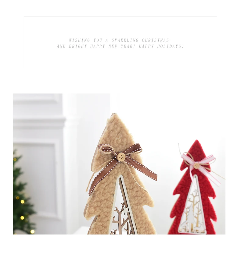 New Nordic Wood Plush Hollow Mini Christmas Tree Desktop Decoration Ornaments Elk Christmas Decorations QW217 (2)