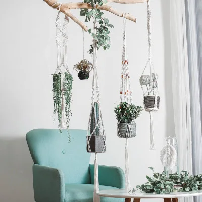 Cut Rate Hanger-Holder Flowerpot-Basket Hanging-Baskets Plant Macrame Vintage Handmade 100%Cotton 4001120191276