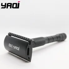 Yaqi матовый черный цвет латунь ручка двойной край одно лезвие Мужская бритва безопасности