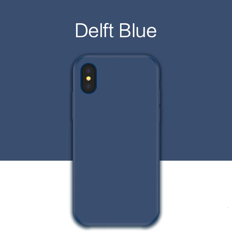 Силиконовый чехол для iPhone 11 Pro Max, однотонный жидкий силикон, бампер для iPhone XR XS 7 8 Plus Funda Coque - Цвет: Delft Blue