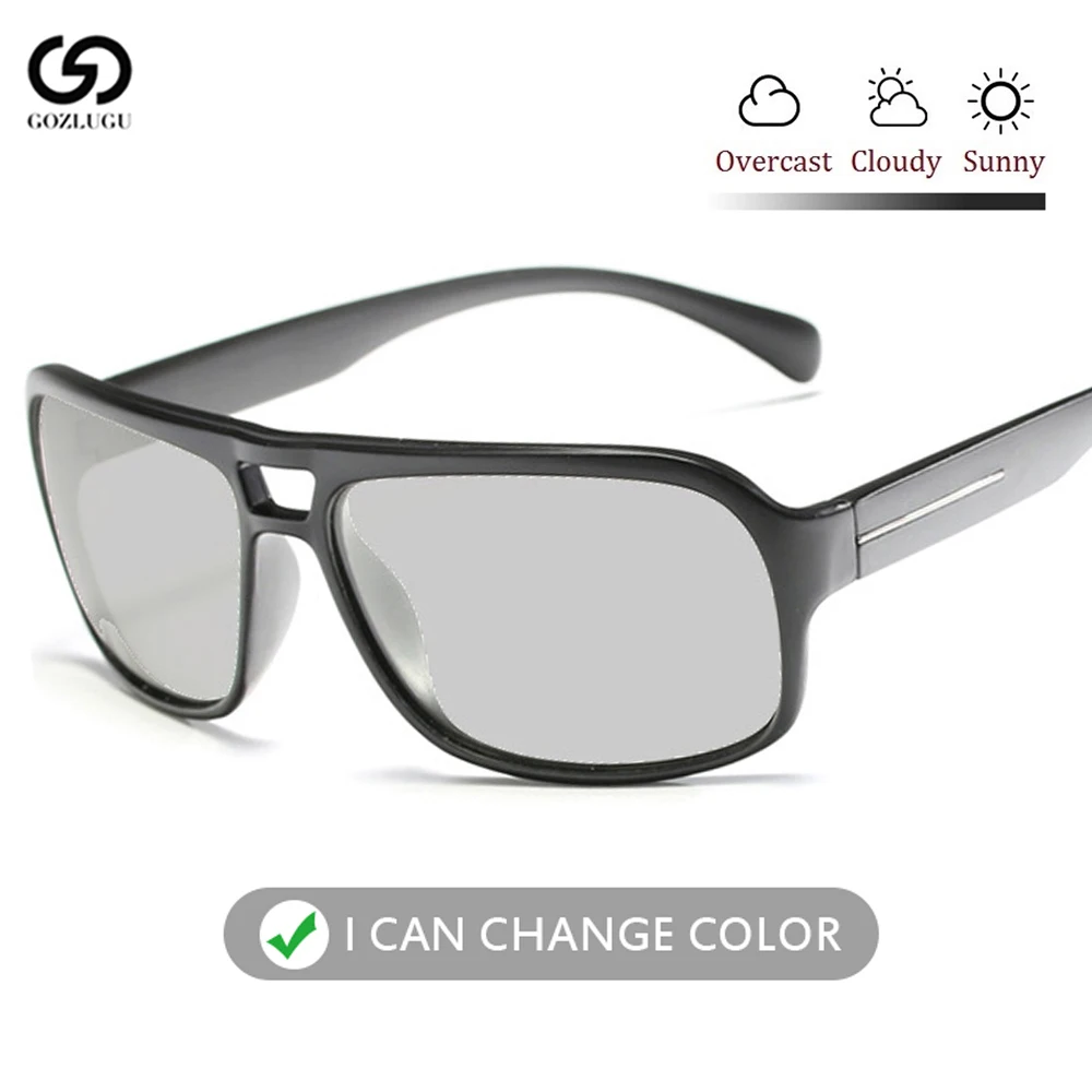 

Men's high-grade color lens sunglasses color change polarized square ladies transition glasses