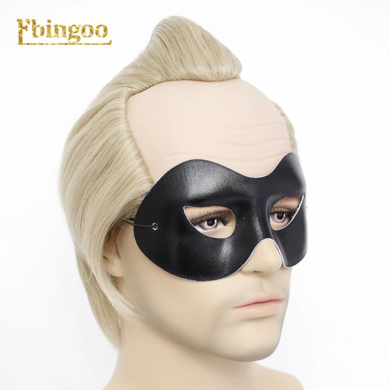 Ebingoo Суперсемейка синтетический парик для косплея для мужчин Mr Super Energy Ba Bobo Blonde Короткий прямой парик с маской для глаз