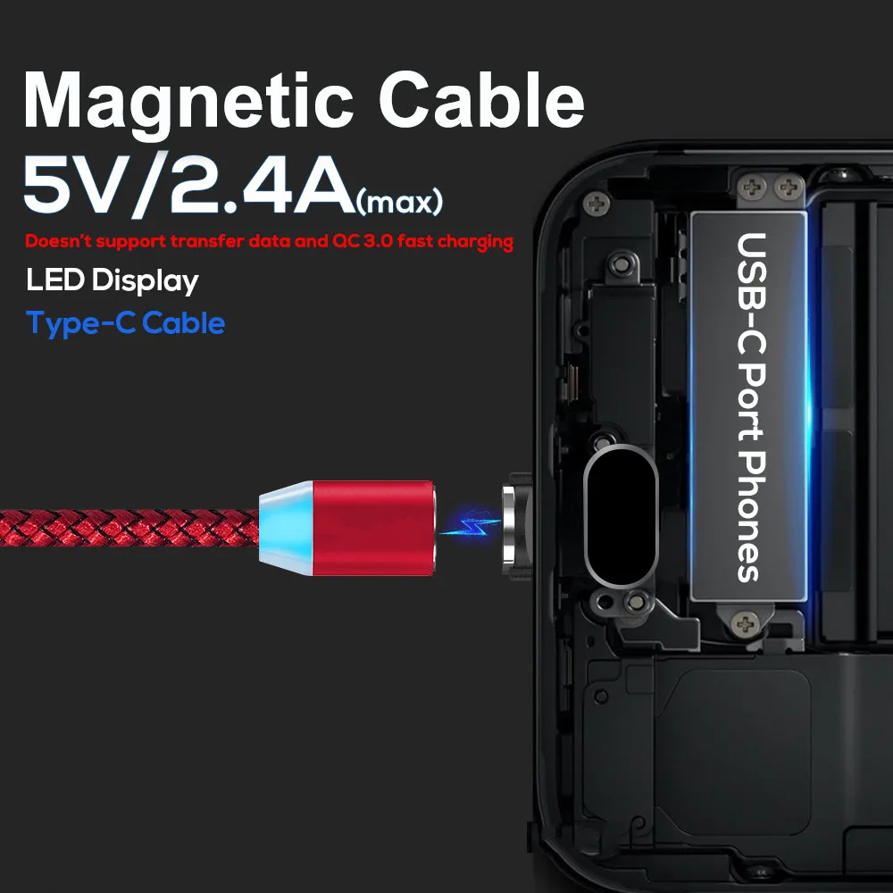 Micro USB Data Cable for Samsung A7 A8 A9 A50 S7 S10 Huawei P20 P30 Lite P Smart Type C Plug Magnetic Charger Cable