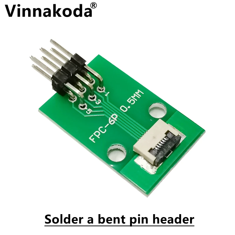 FFC FPC Adapter Board 2PCS FFC/FPC adapter board 0.5MM-6P to 2.54MM welded 0.5MM-6P flip-top connector Welded straight and bent pin headers