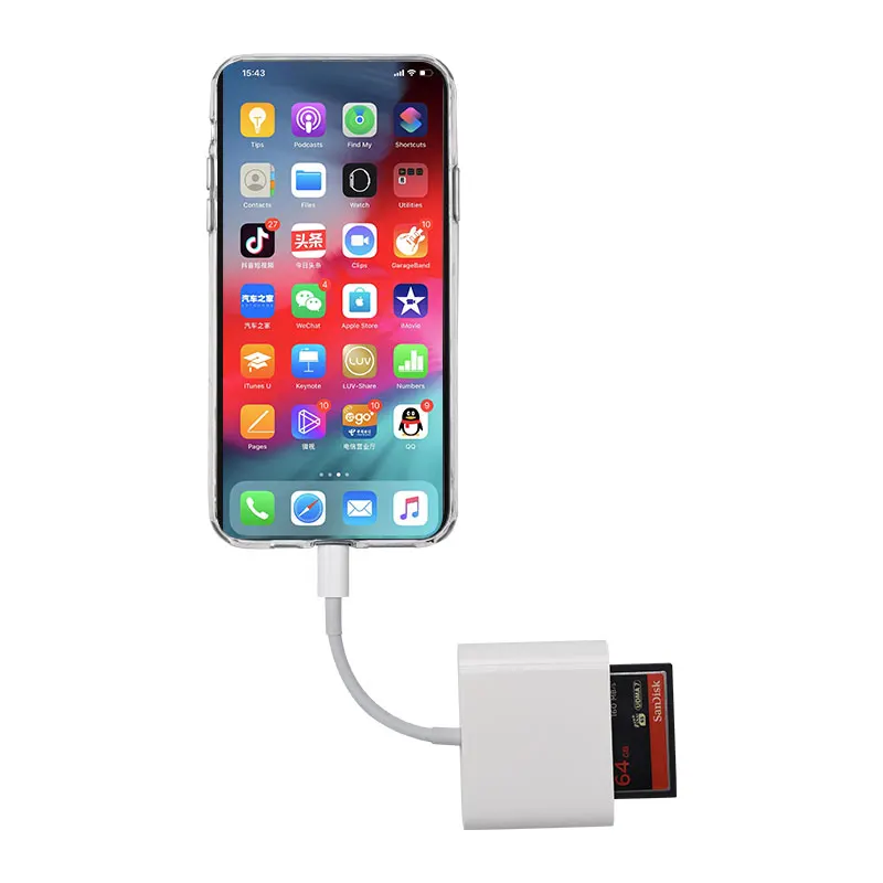 OTG адаптер 8 pin для SD TF CF карты 3 в 1 камера кабель передачи для Apple Phone белый