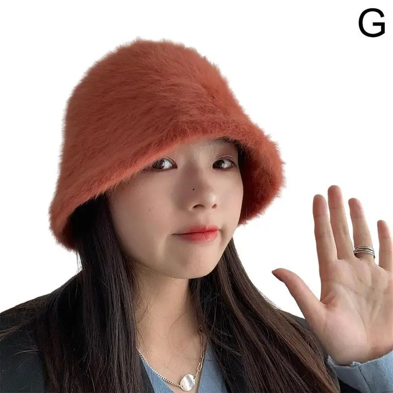 Plush Fisherman Hat Women Bucket Winter Wild Korean Winter Hat Hat Basin And Autumn Winter Z8b1 brown bucket hat