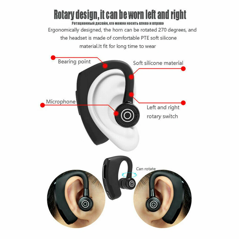 Новые Bluetooth наушники с шумоподавлением, Бизнес Беспроводная bluetooth-гарнитура с микрофоном для водителей, спорта, громкой связи, беспроводная