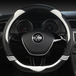 Image 4 - D Shape Steering Wheel Cover for Women 38 CM Car Styling Universal Leather Steering Wheel Cover for Girls Cute Car Accessories