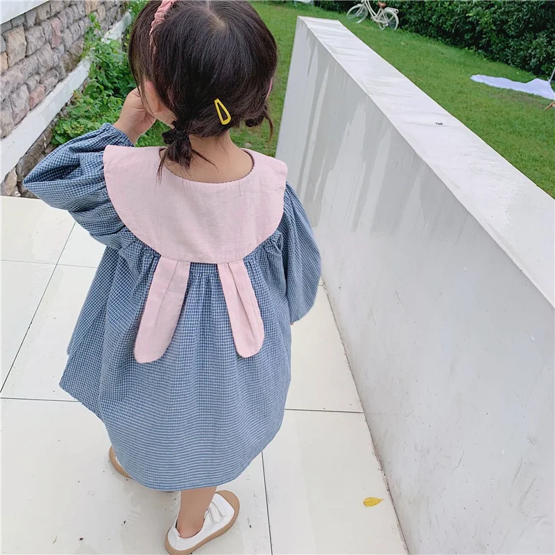 

6Baby Girl Dress 1-8T Toddler Girl Clothes Children New Autumn Girls Plaid Printed Cotton Long Sleeve Round Collar Casual Dress
