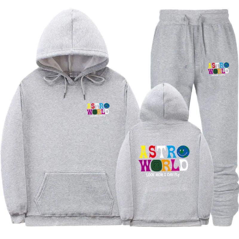 Light gray MK226QH Разноцветные толстовки с капюшоном ASTROWORLD, комплекты брюк, мужская и женская мода, уличная одежда с надписью «MoM I Can FLy», спортивный костюм, штаны, костюм - Цвет: Light gray MK226QH