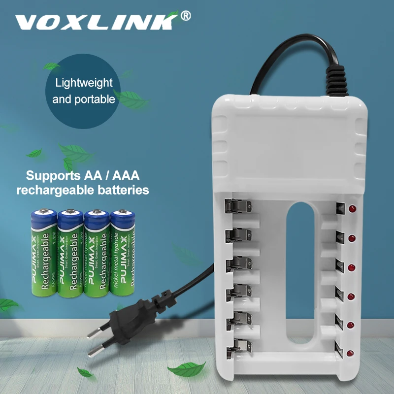 Зарядное устройство VOXLINK интеллектуальное 6 разъемов европейская вилка для AA/AAA Ni