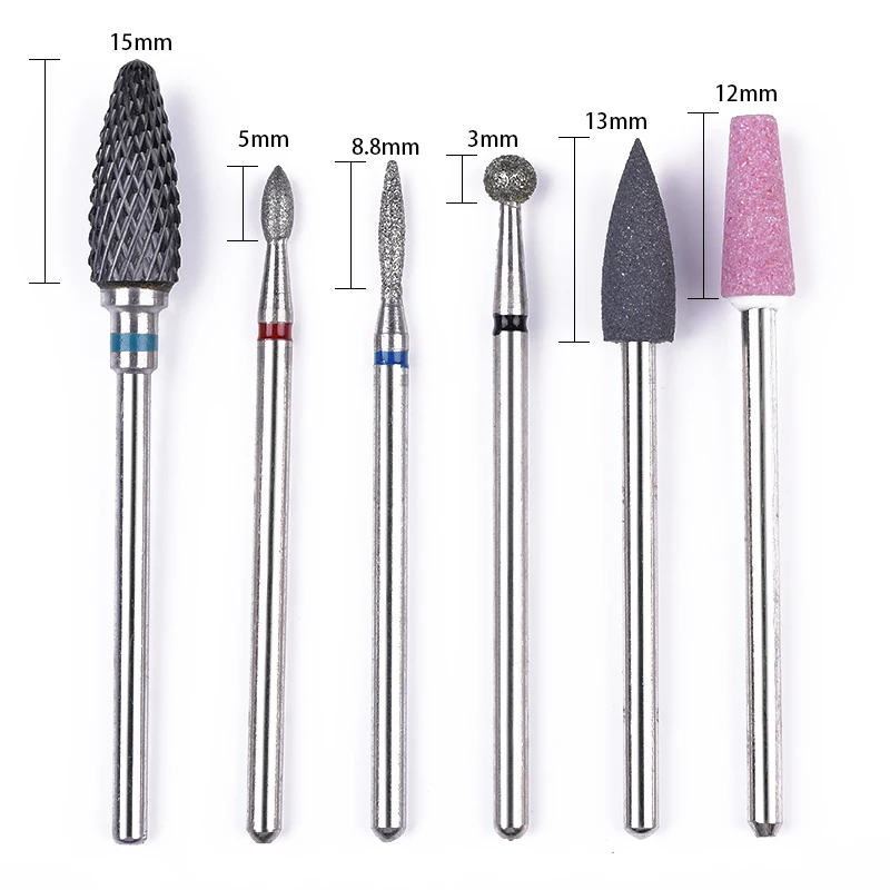  6 Pcs/Box Multi Size Ceramic Electric Nail Drill Set Machine Nail File Tool Bits Electric Cutter Sa