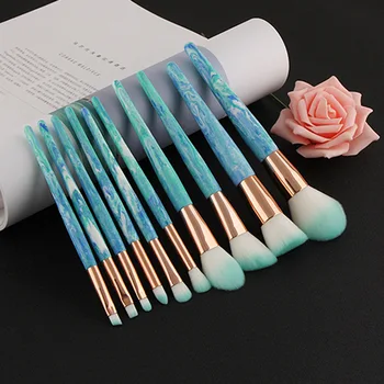 

Makeup Brushes Set 10pcs/lot Eye Make Up Brush Eyeshadow Blending Eyeliner Eyelash Eyebrow Cosmetic Kit Ink blue and white jade