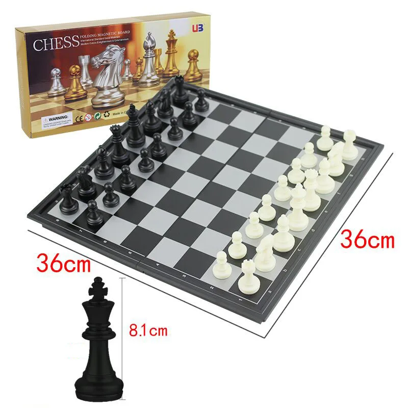 Extra Large Pliable Magnétique Chess Board 36X36CM Grand 3" Pouces Pièces d'échecs 