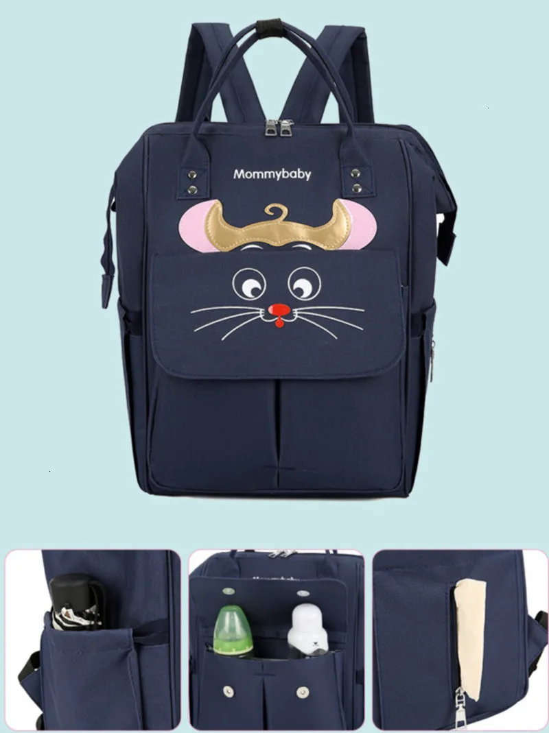 Сумка для подгузников, сумка для мам, сумка для мам, мультяшная обезьяна, вышивка, уход за ребенком, пеленальный рюкзак, сумка для коляски