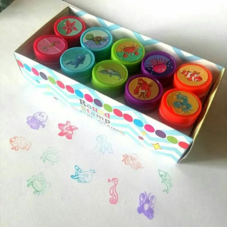 5pcs Children Toy Stamp Cartoon Floral Smiley Digital Child Seal Scrapbook Stamper DIY Cartoon Die Toy Ocean Animal Series