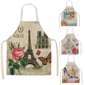 

Vintage Bag Dress Shoes Kitchen Aprons for Women Cotton Linen Home Cooking Baking Waist Bib Pinafore Cleaning Tools
