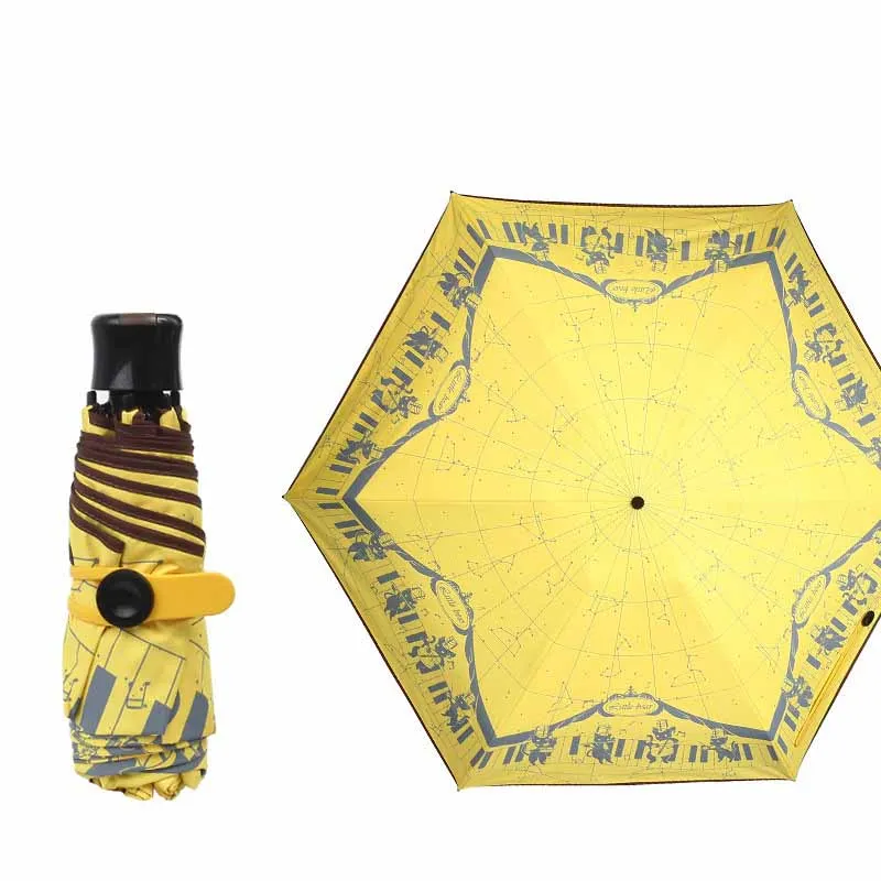 Yellow Креативный зонтик с рисунком звезды из мультфильма, Солнцезащитный Зонт с УФ-защитой, ручной открытый прозрачный зонтик, мини-подарок для женщин - Цвет: Yellow