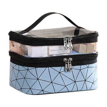 

Double-Layer Waterproof Cosmetic Bag Upgrade Large Capacity Visual Cosmetics and Toiletries Storage Case LDO99