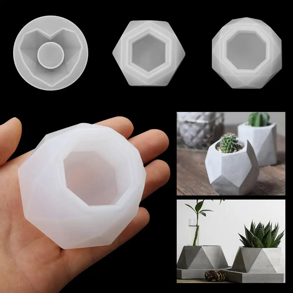 Succulent Plants Making Concrete Silicone mold 3D flowerpot aromatherapy plaster candlestick DIY