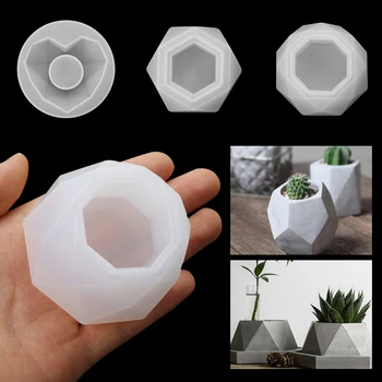 

Silicone Plant Pot Molds Form Arts Craft Polygonal Casting Moulds DIY Succulent Flowerpot Clay Mold Home Decorations Resin Craft