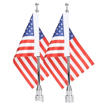 

Adjustable 6 X 9 Inch American Flag + Flagpole Mount Luggage Rack/Fender for Honda Yamaha Goldwing Cb Vtx Cbr 2 Pack