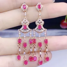 Натуральный настоящий рубин Роскошные Висячие серьги Серебро 925 0.35ct* 18 шт драгоценный камень# S99274