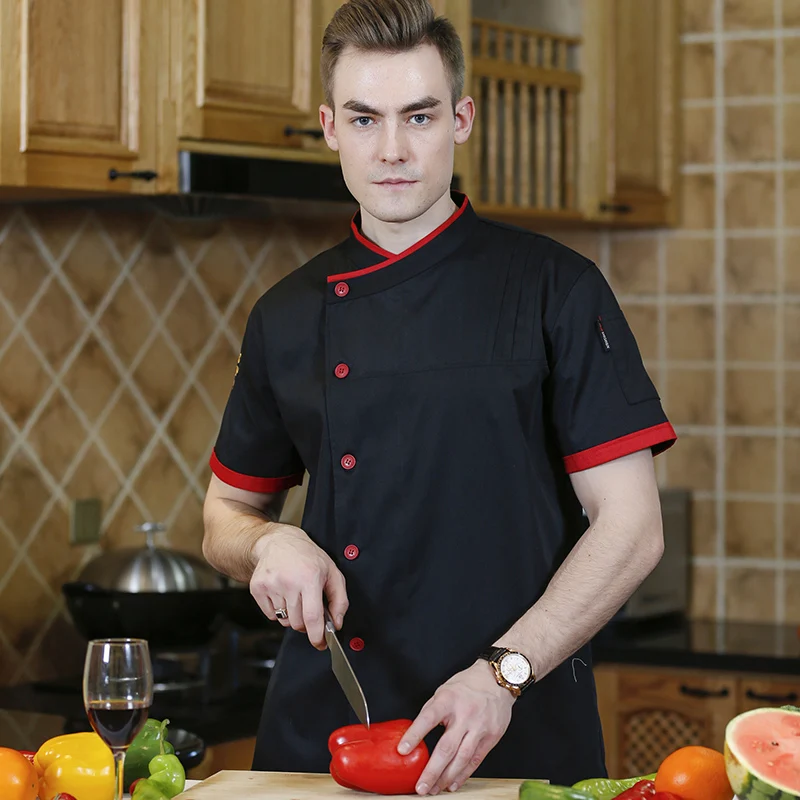 Унисекс дышащая Униформа с короткими рукавами шеф-повара для торта, горячий горшок, магазин, Повседневная рубашка, кухня, западный ресторан, кафе, рабочая одежда шеф-повара
