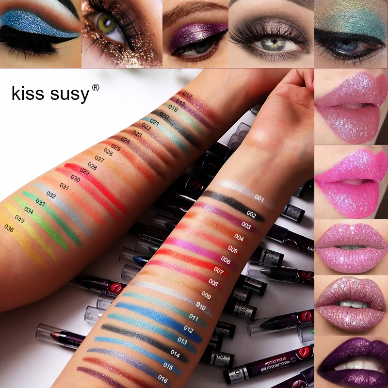 24-color Eye Shadow Stick 3-in-1 Eye Shadow Lipstick Lying Silkworm Pen Pearlescent Not Easy To Smudge Stage Cosmetics TSLM1