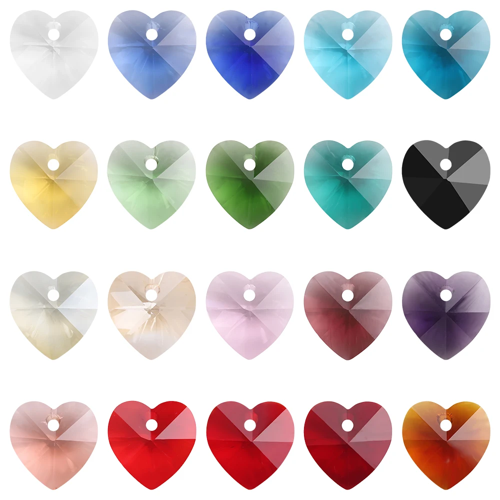 

Austrian Love Heart Pendants 10mm 14mm 18mm Green Glass Crystal Heart Beads For Women DIY Making Crafts Earing Necklace Jewelry