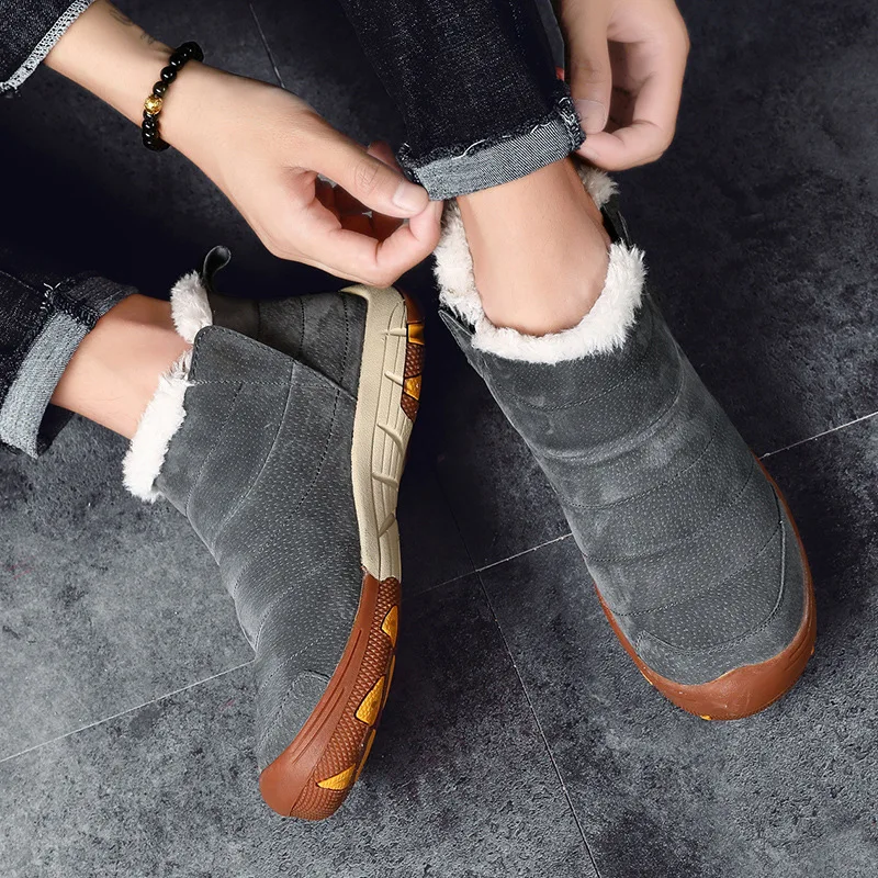 Najtaniej Merkmak zimowe męskie buty ciepłe antypoślizgowe botki 2019 nowy okrągły nosek buty w stylu casual wodoodporny duży rozmiar męskie zimowe botki