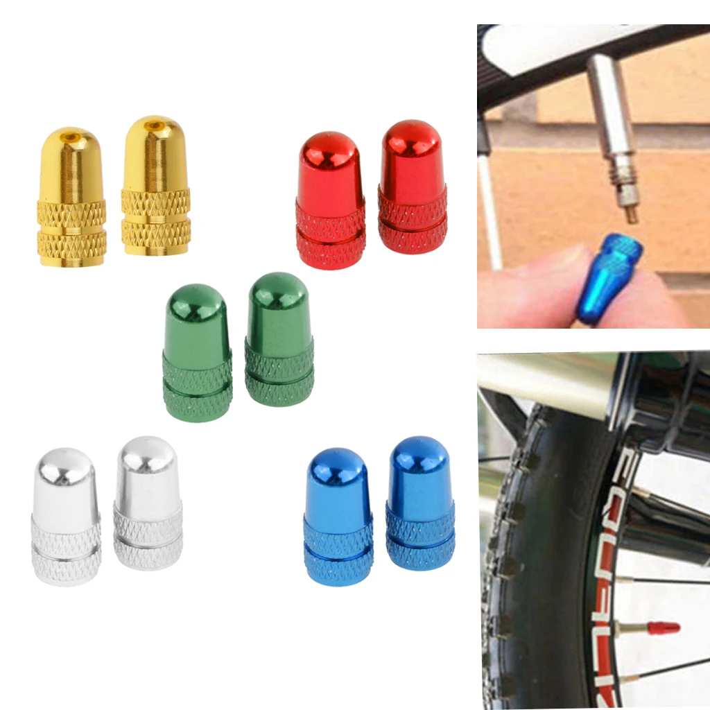 2pcs Aluminium Alloy Schrader Tire Rim Wheel Valve Stem Caps Dust Proof for MTB Mountain Bike Bicycle Fixie Repair Tool