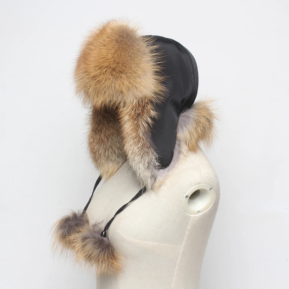 Новые модные шапки из натурального Лисьего меха для русской леди, зимние толстые теплые мягкие шапки из натурального меха, женские шапки-бомберы из натурального Лисьего меха