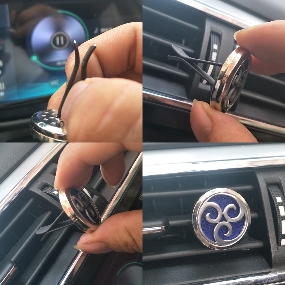Ароматерапия автомобильный парфюмерный диффузор 316L нержавеющая сталь 30 мм магнитный аромат диффузор медальон автомобильный освежитель воздуха вентиляционный зажим