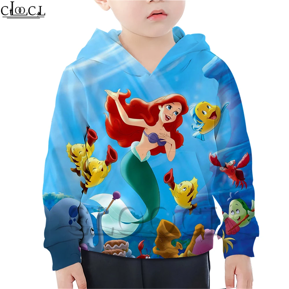  Kids Hoodie Baby Boy Girl 3D Print Mermaid Ariel T Shirt Children Clothing Cartoon Sweatshirt Fashi