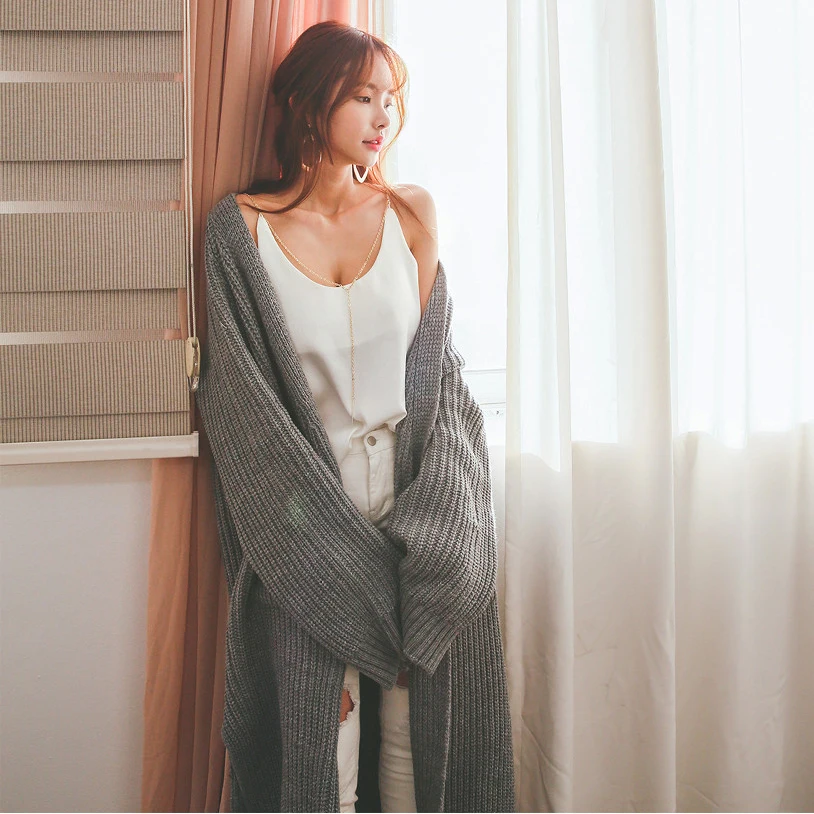 Neploe свитер, кардиган, большого размера с длинными Разделение трикотажное пальто в Корейском стиле Утолщенная теплая верхняя одежда Chaqueta ветровка-джемпер 54693