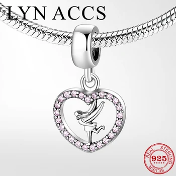 

925 Sterling Silver Happy Dragonfly Fairy DIY beads Fine Pendant Fit Original LYNACCS Charm Bracelet Jewelry making
