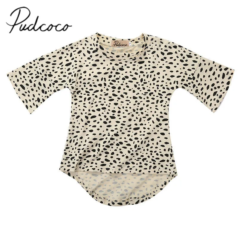 Детская одежда весна-осень для новорожденных одежда для малышей для маленьких девочек с леопардовым принтом, с круглым вырезом и расклешенными футболка с длинным рукавом Вечерние Платье От 0 до 5 лет
