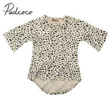 Детская одежда весна-осень для новорожденных одежда для малышей для маленьких девочек с леопардовым принтом, с круглым вырезом и расклешенными футболка с длинным рукавом Вечерние Платье От 0 до 5 лет