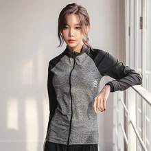 Спортивная куртка для женщин, топ для йоги, пальто для спортзала с длинным рукавом, женская спортивная куртка на молнии для фитнеса, для бега, женские колготки с курткой