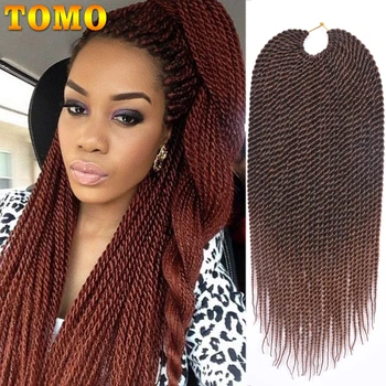 TOMO 14 16 18  22Inch 30Roots/Pack Crotchet Braids 16 Colors Synthetic Senegalese Twist Braiding Hair Crochet Hair Extensions 1