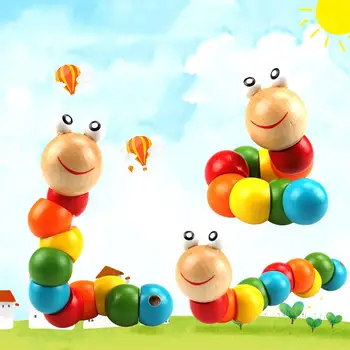 

Kids Worm Toys Colorful Wooden Worm Puzzle Kids Early Learning kids Education Toys Finger Game for Children Montessori Gifts toy